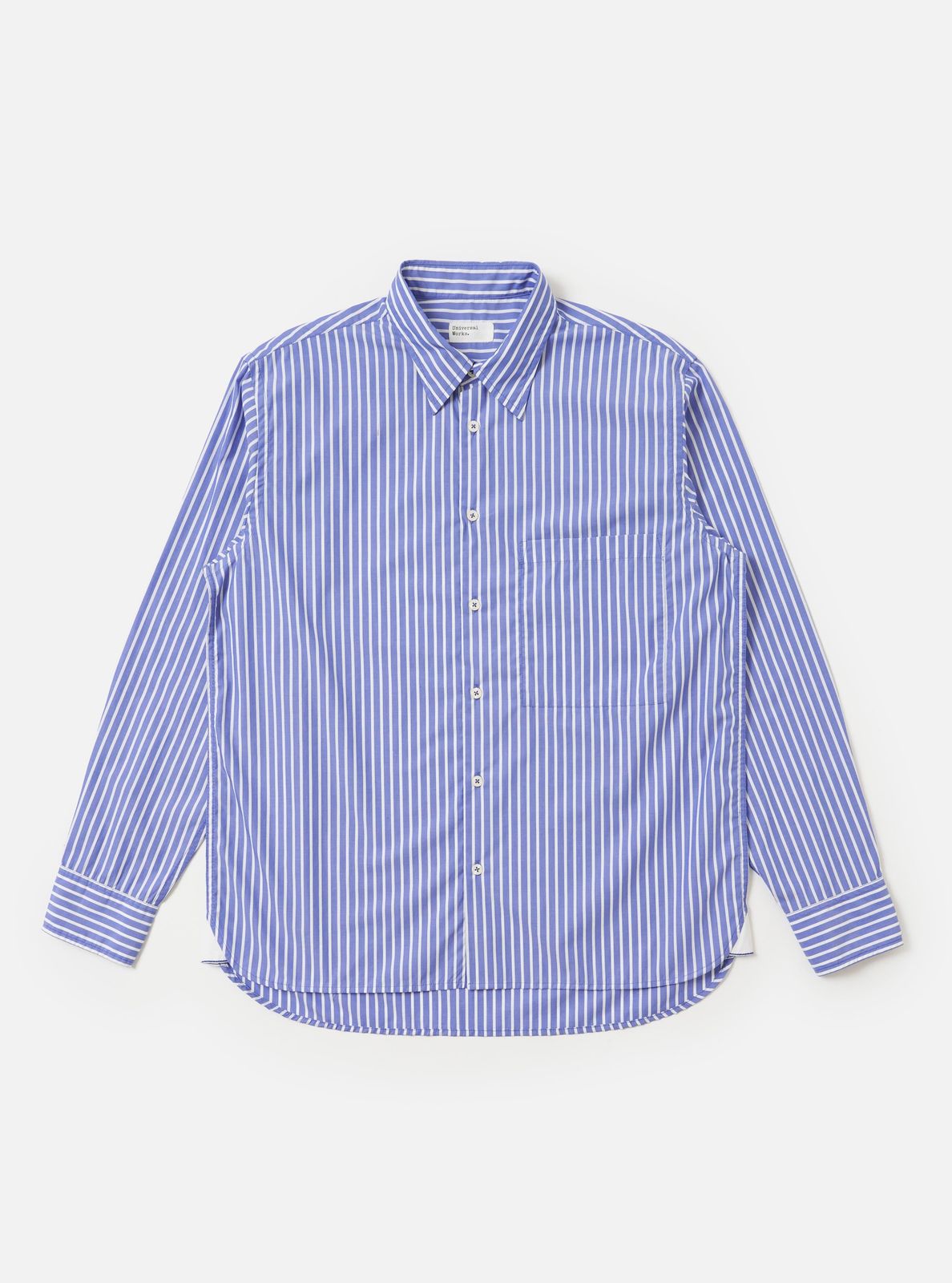 Blue/White Cotton Stripe Square Pocket Shirt