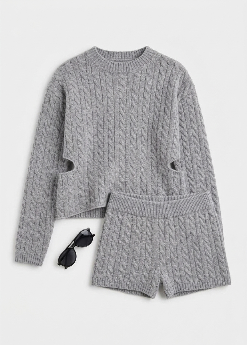 Brisbane Cropped Boxy Sweater - Grey