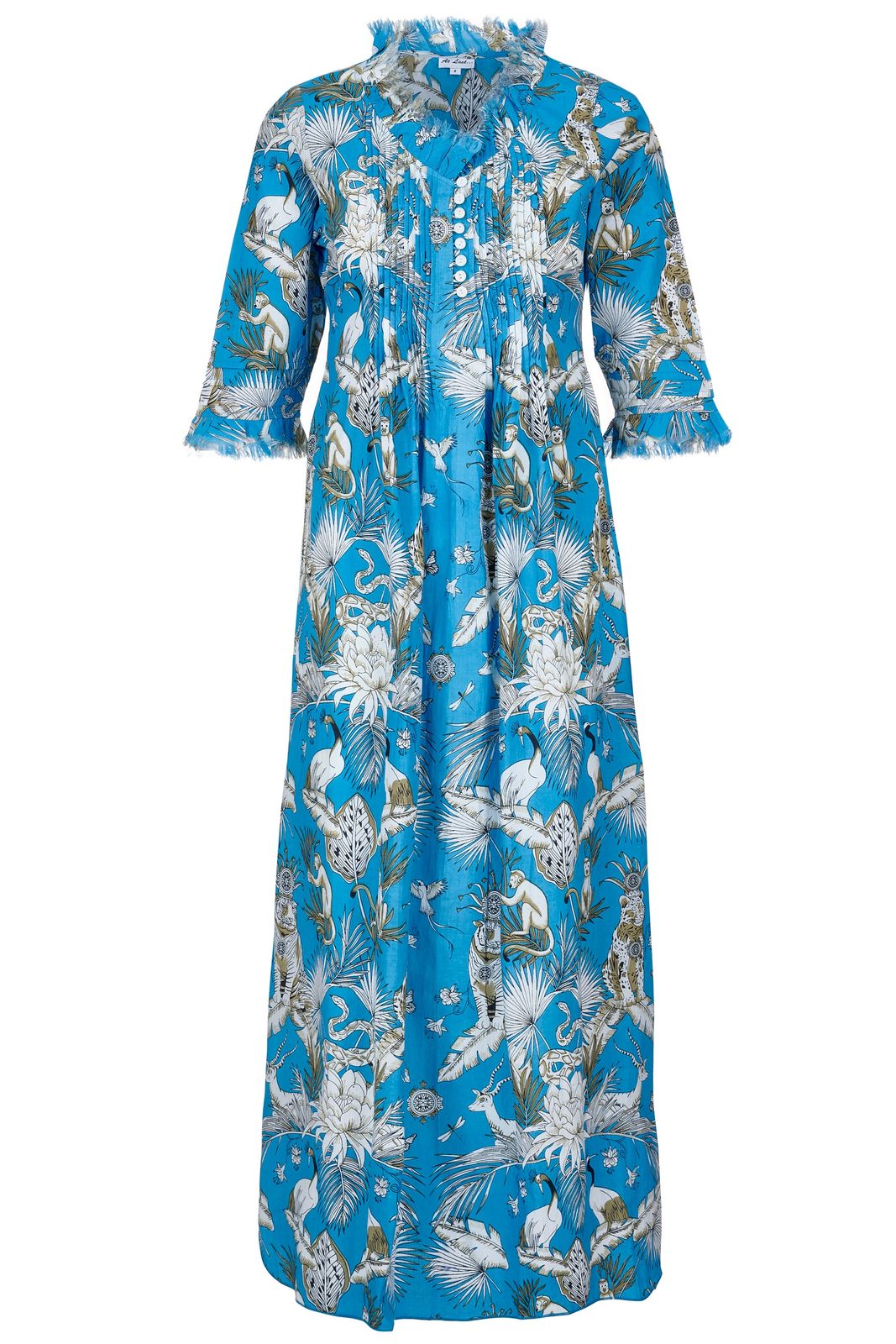 Cotton Annabel Maxi Dress In Sky Blue Tropical