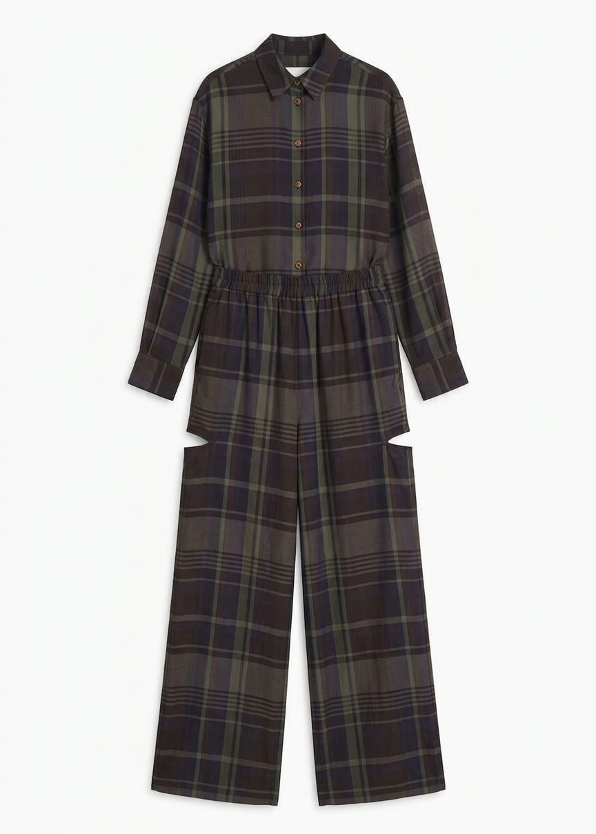 Baxter Sheer Fluid Track Pants - Navy Tartan