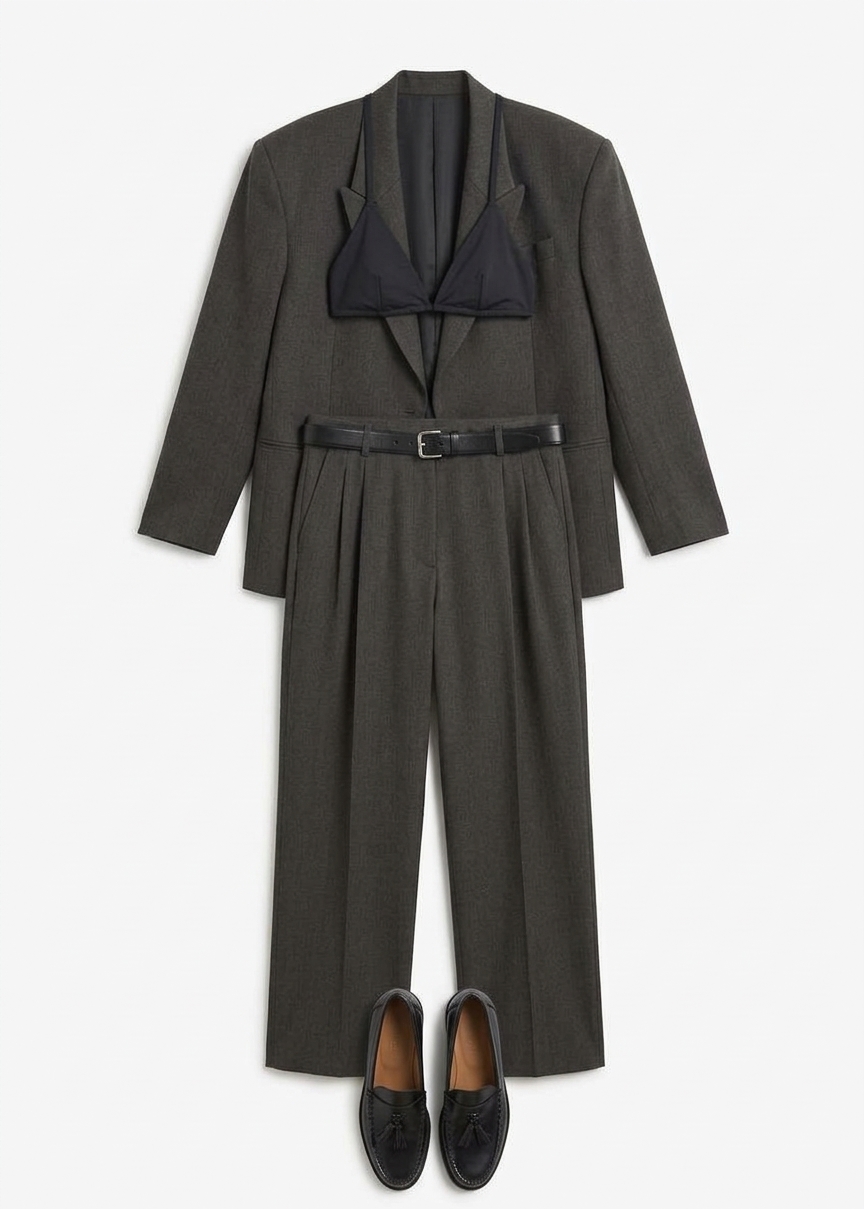 Blerick Belted Trousers - Dark Grey