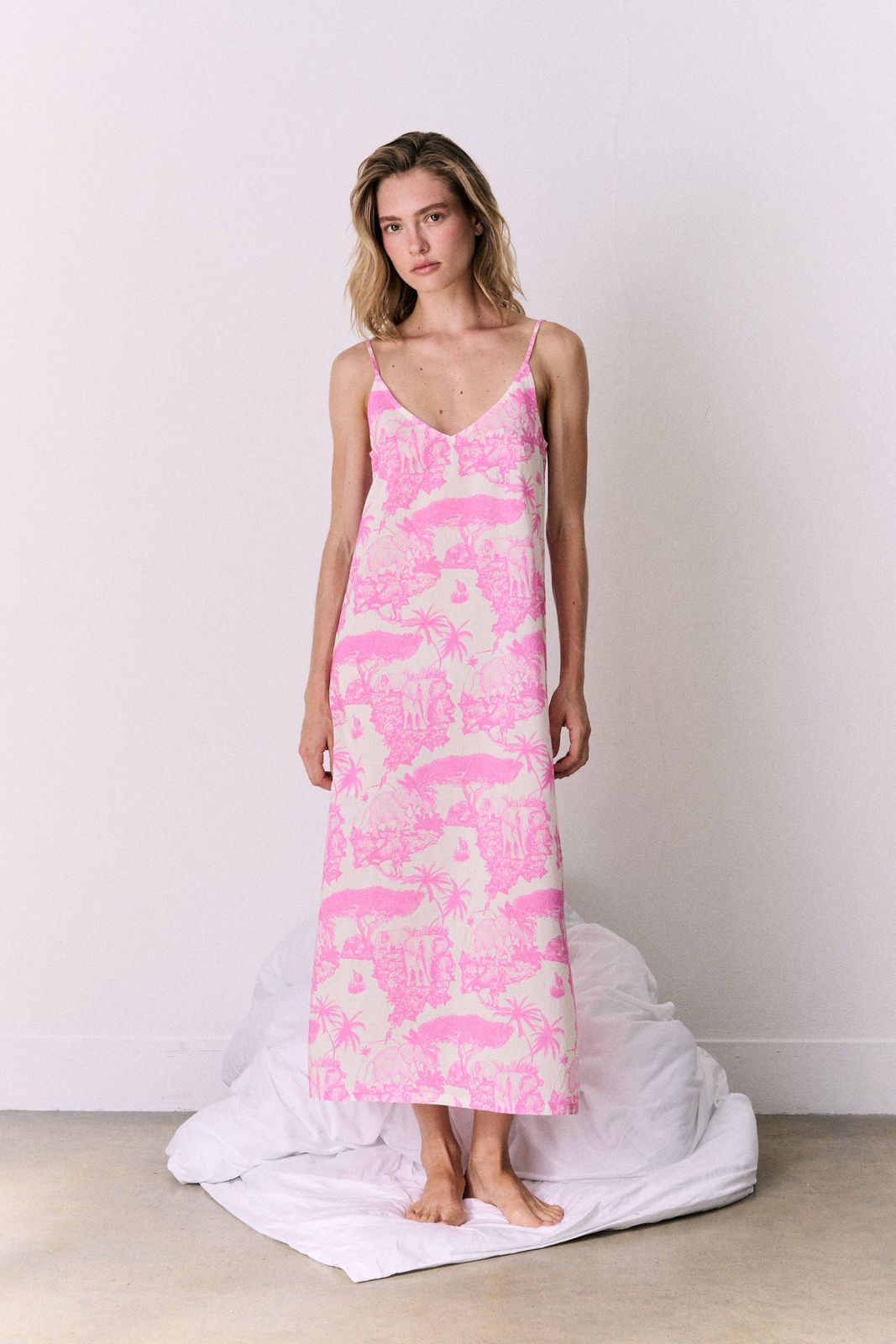 Slip Nightie Loxodonta Print Pink