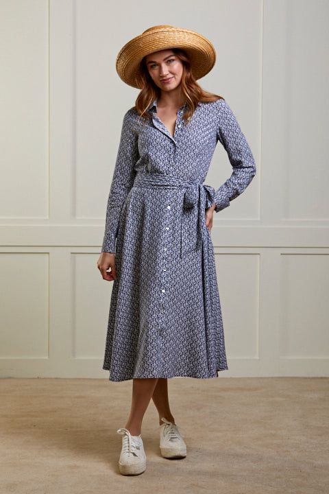 Lulu Shirt Dress - Navy Jaipur - 50% OFF