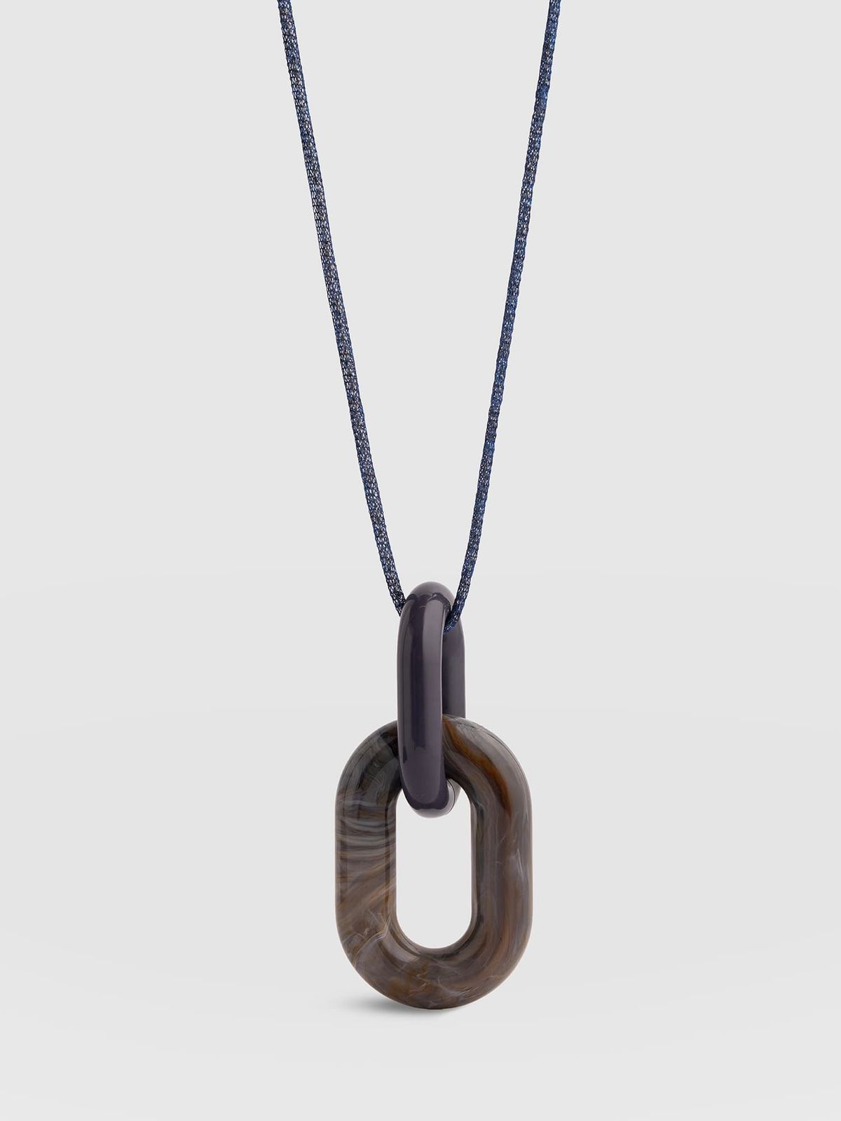 Oval Pendant Necklace - Navy
