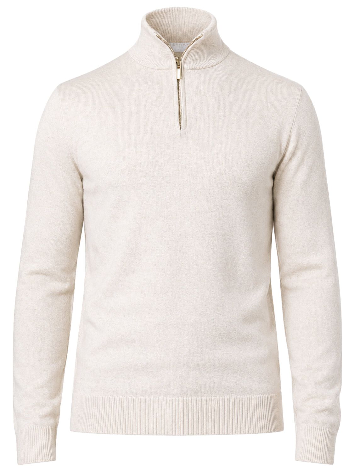 Men's Half Zip Wool Jumper - Off White