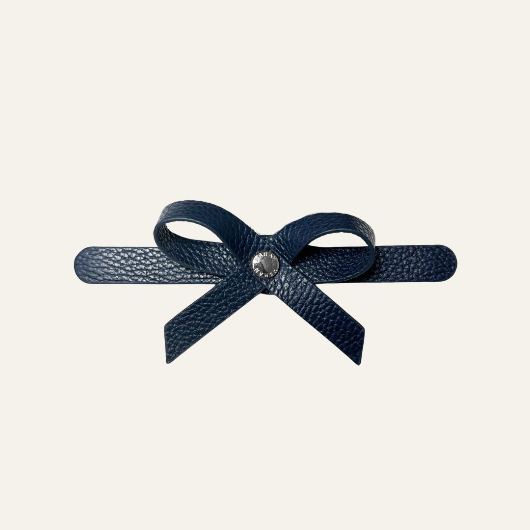 Petite Bow Mini | Navy with Silver hardware