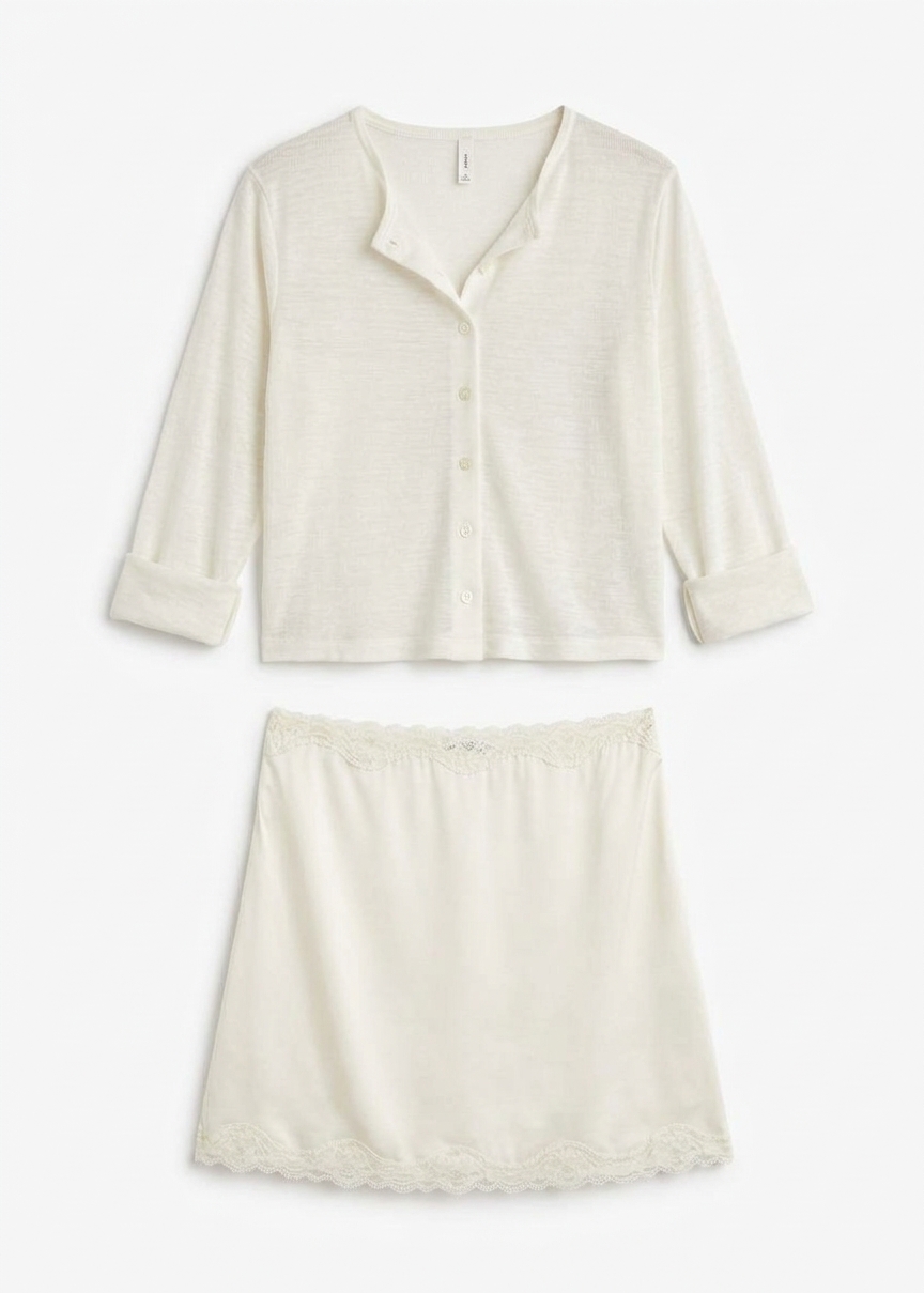 Tanvi Lace Mini Skirt - Ivory