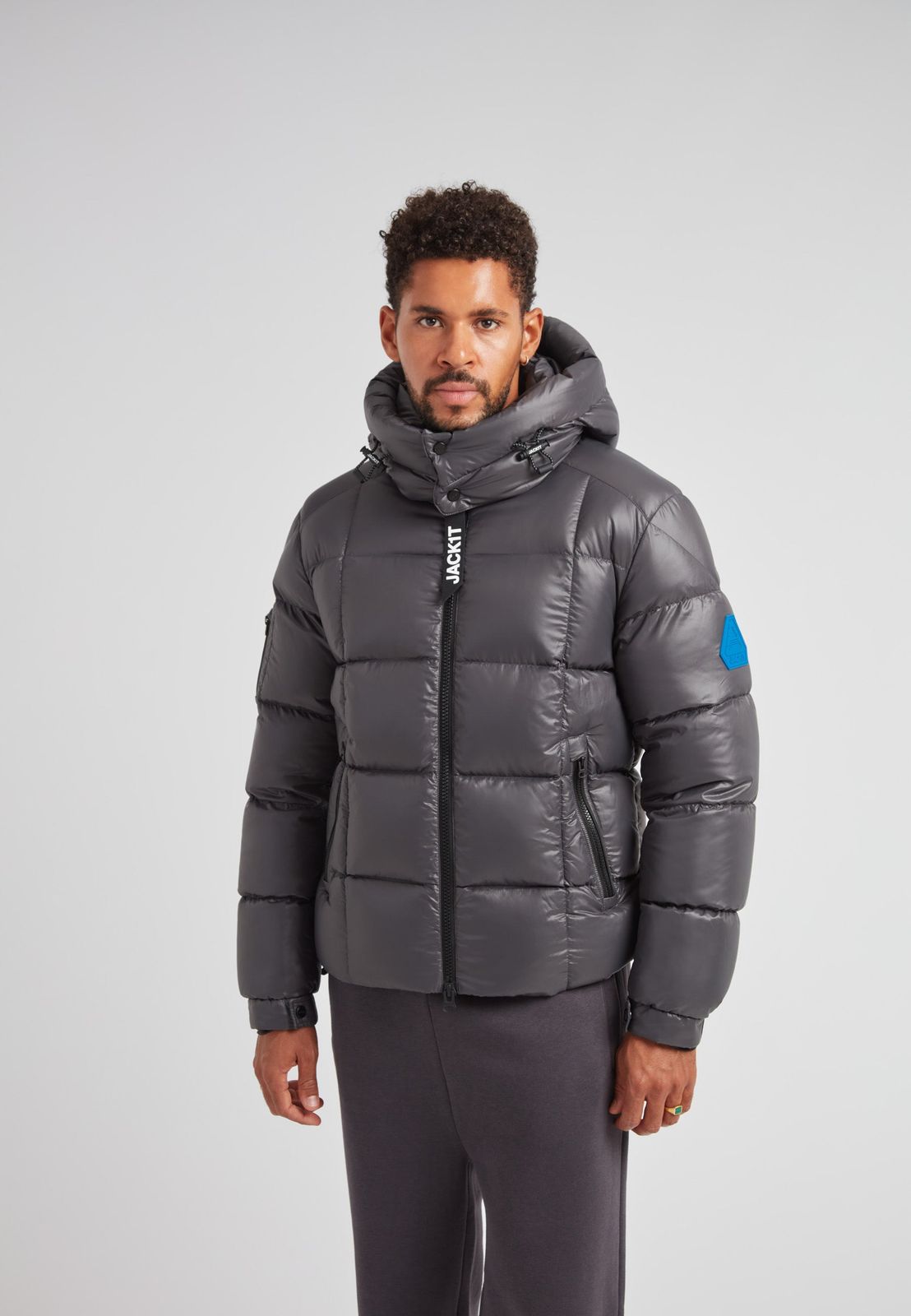 EZ Boxed Puffer Racer Jacket Lux Graphite
