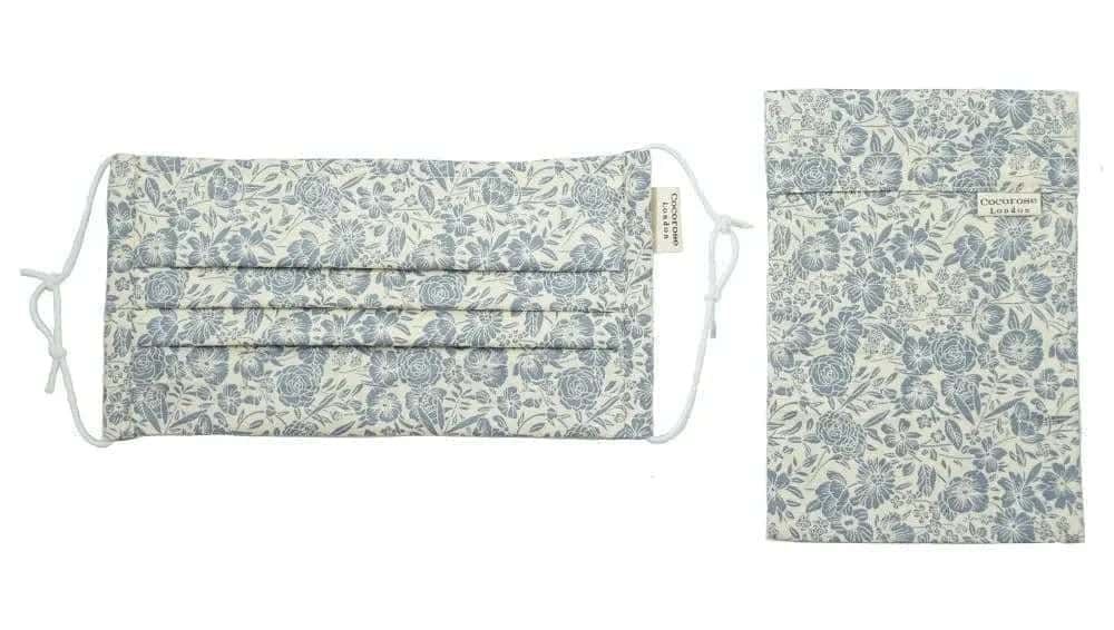 Pleated Cotton Face Mask with Nose Wire and Matching Pouch - Bella Cream
