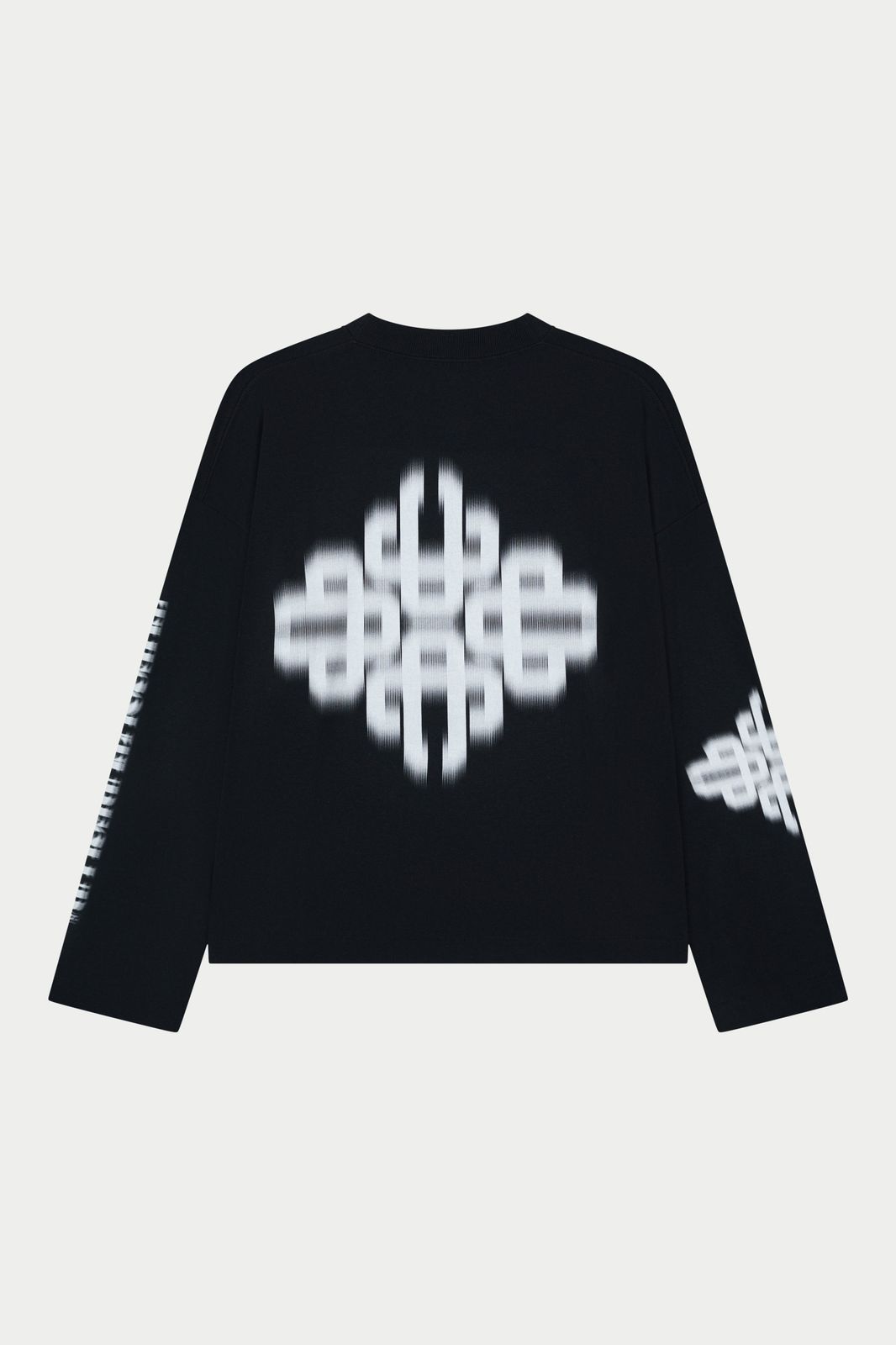 MOTION BLURRED LONG SLEEVE T-SHIRT - BLACK