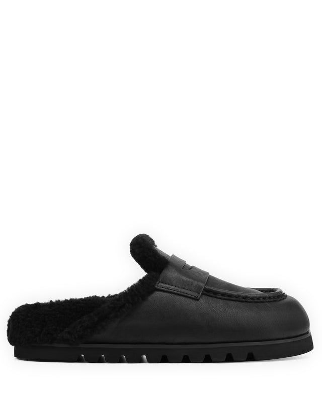 Cord Fur Black Leather