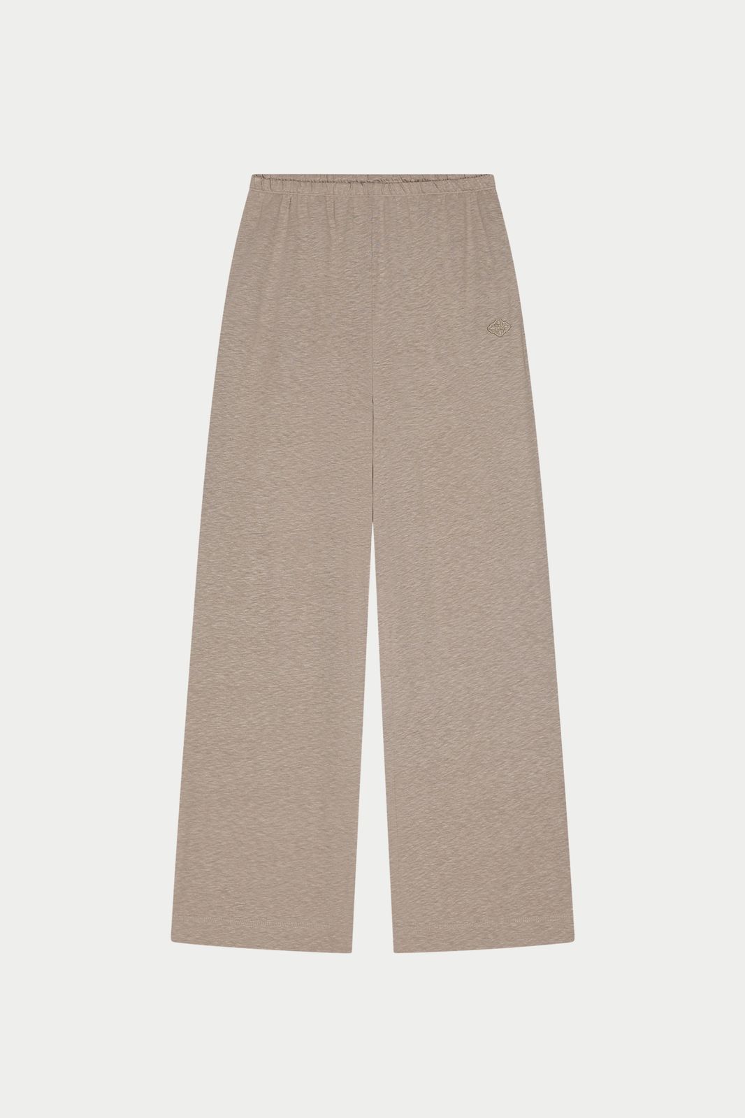 MARL SLUB WIDE LEG JOGGERS - MUSHROOM