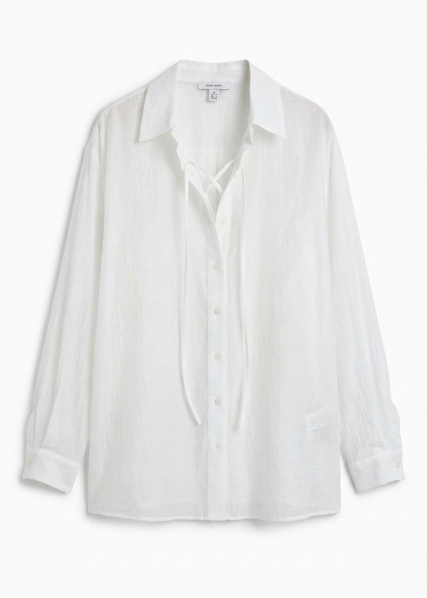 Tarra Tie-front Sheer Shirt - White