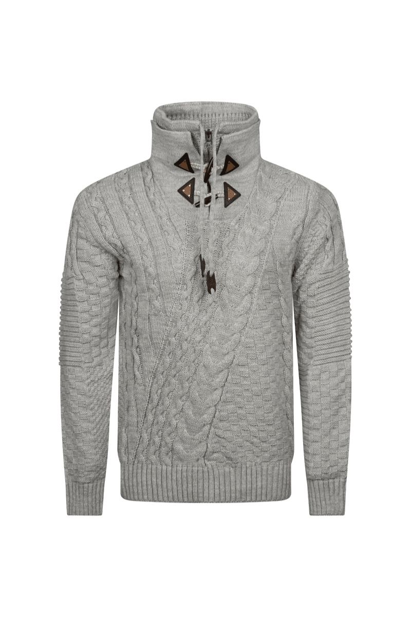 Torino Cross-Collar Cable Knit – Ash Grey