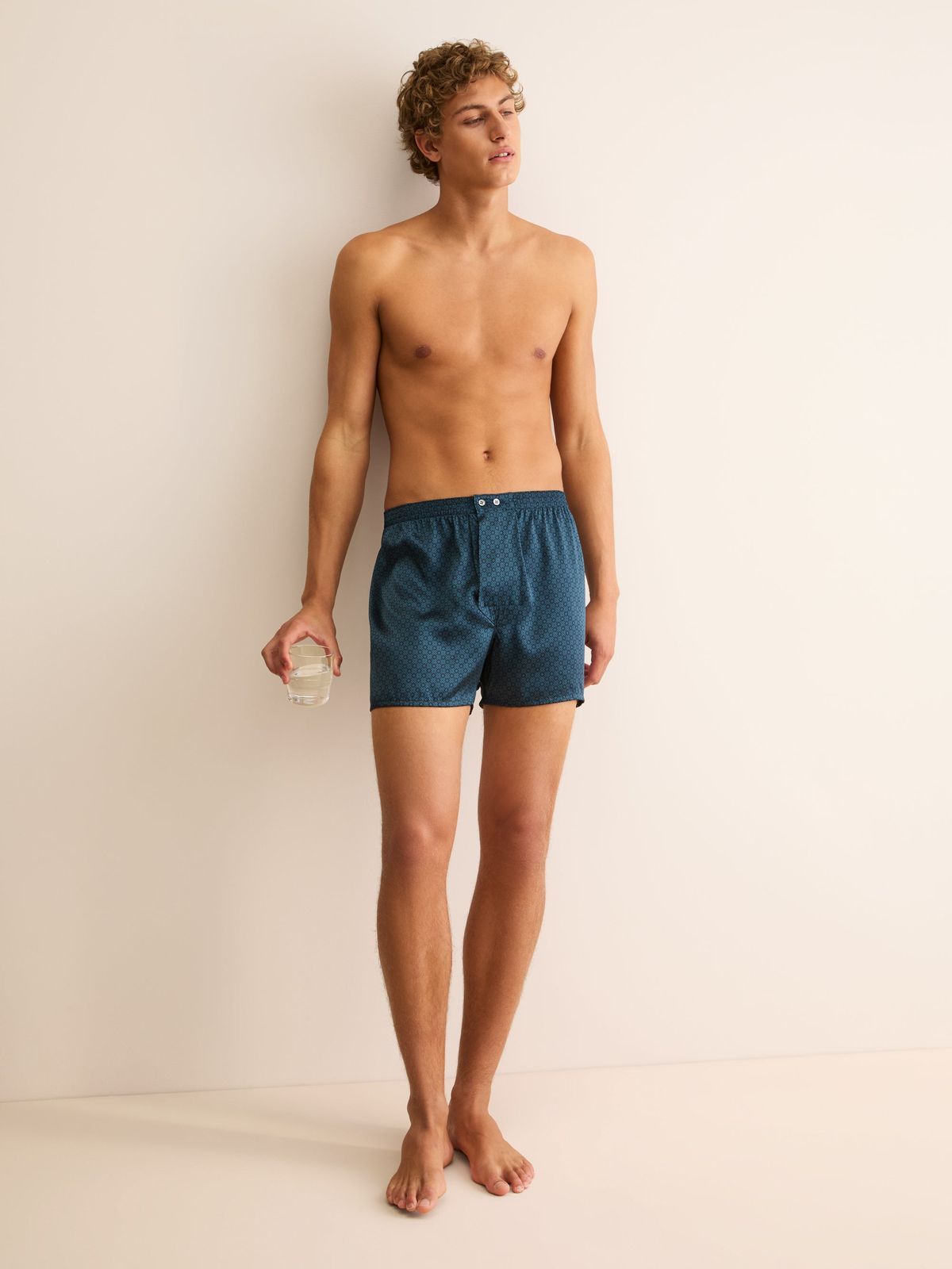 Brindisi Silk Classic Fit Boxers Blue & Teal London Geo Cross