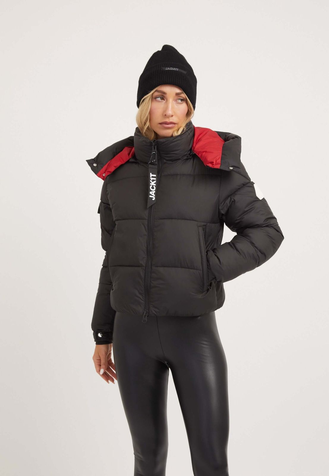 EZ Racer Hood Matt Jacket Black Cherry Red