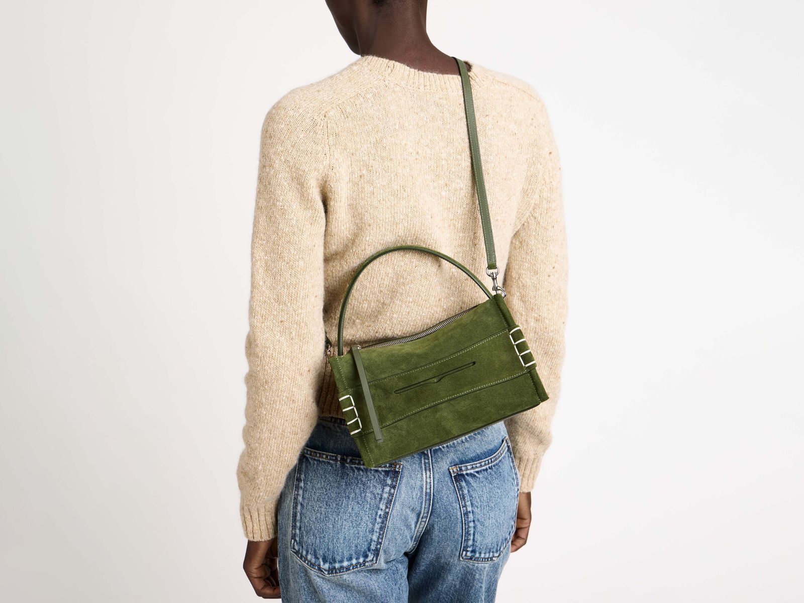 SMALL LOAFER BAG IN KHAKI SUEDE