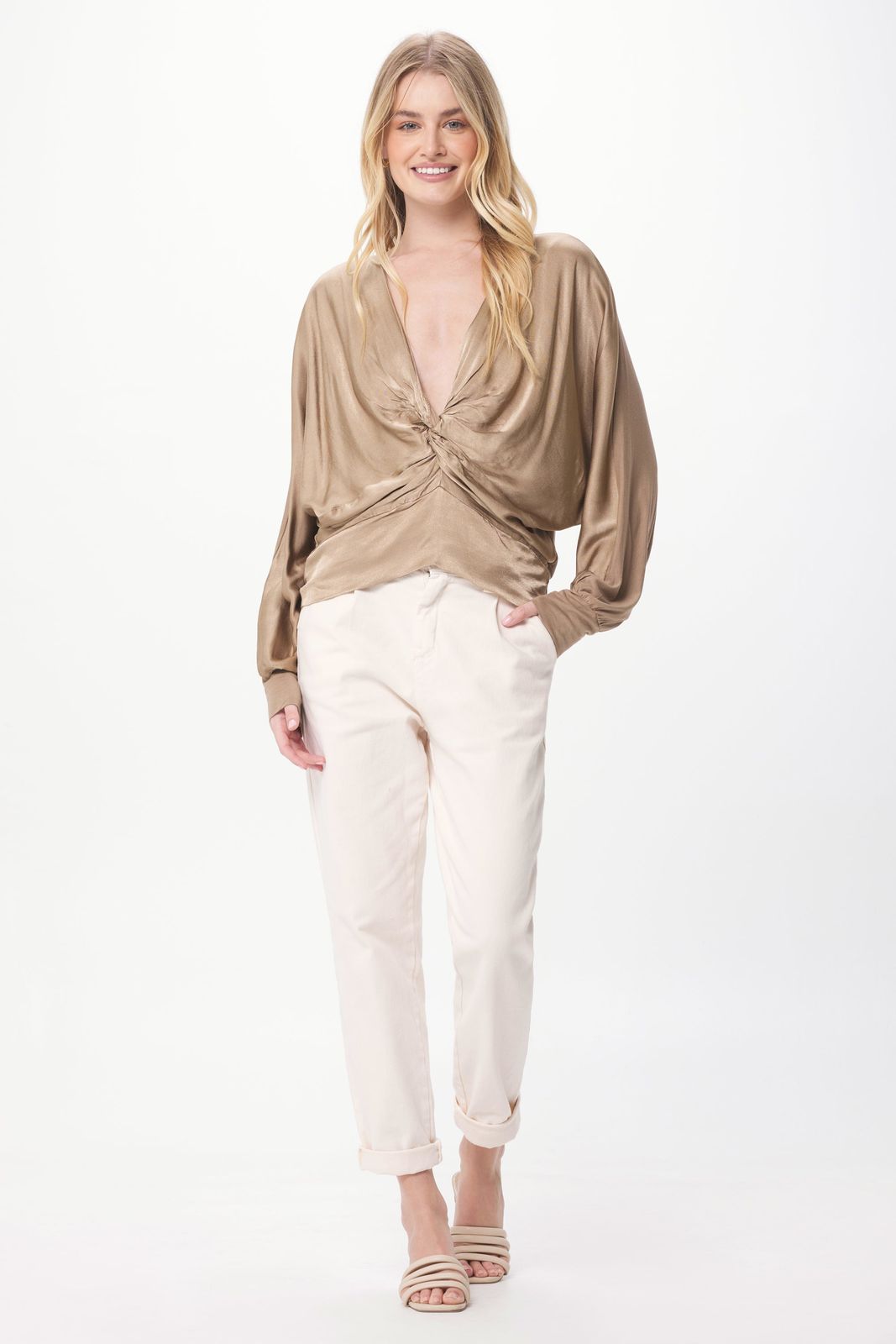 Helix Satin Front Knot Top
