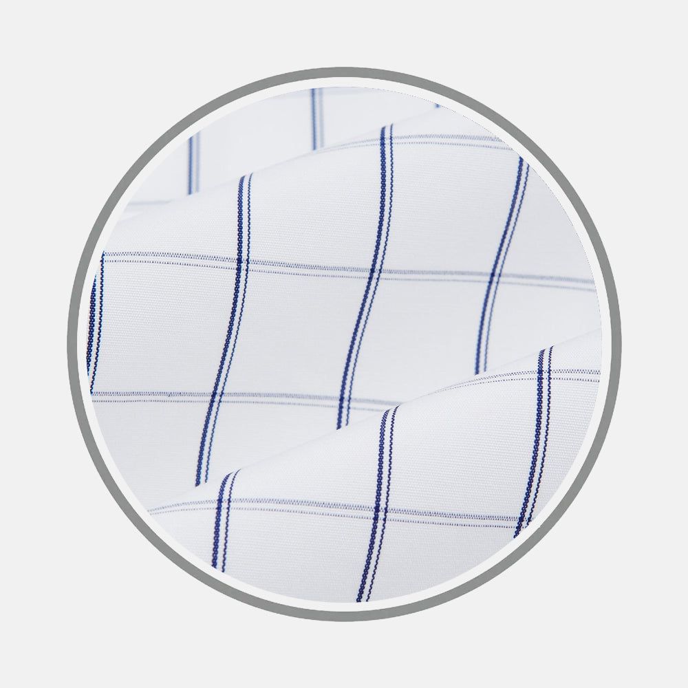 Dark Navy Double Line Check Fabric