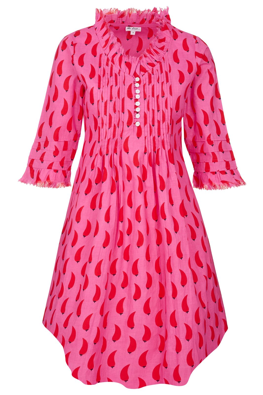 Annabel Cotton Tunic In Pink Chilli