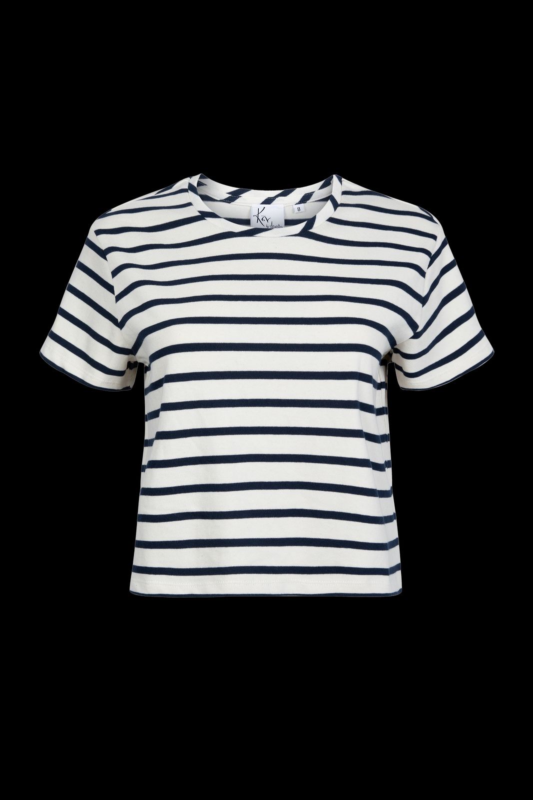 The Box Navy Striped T-shirt made from Deadstock Fabrics
