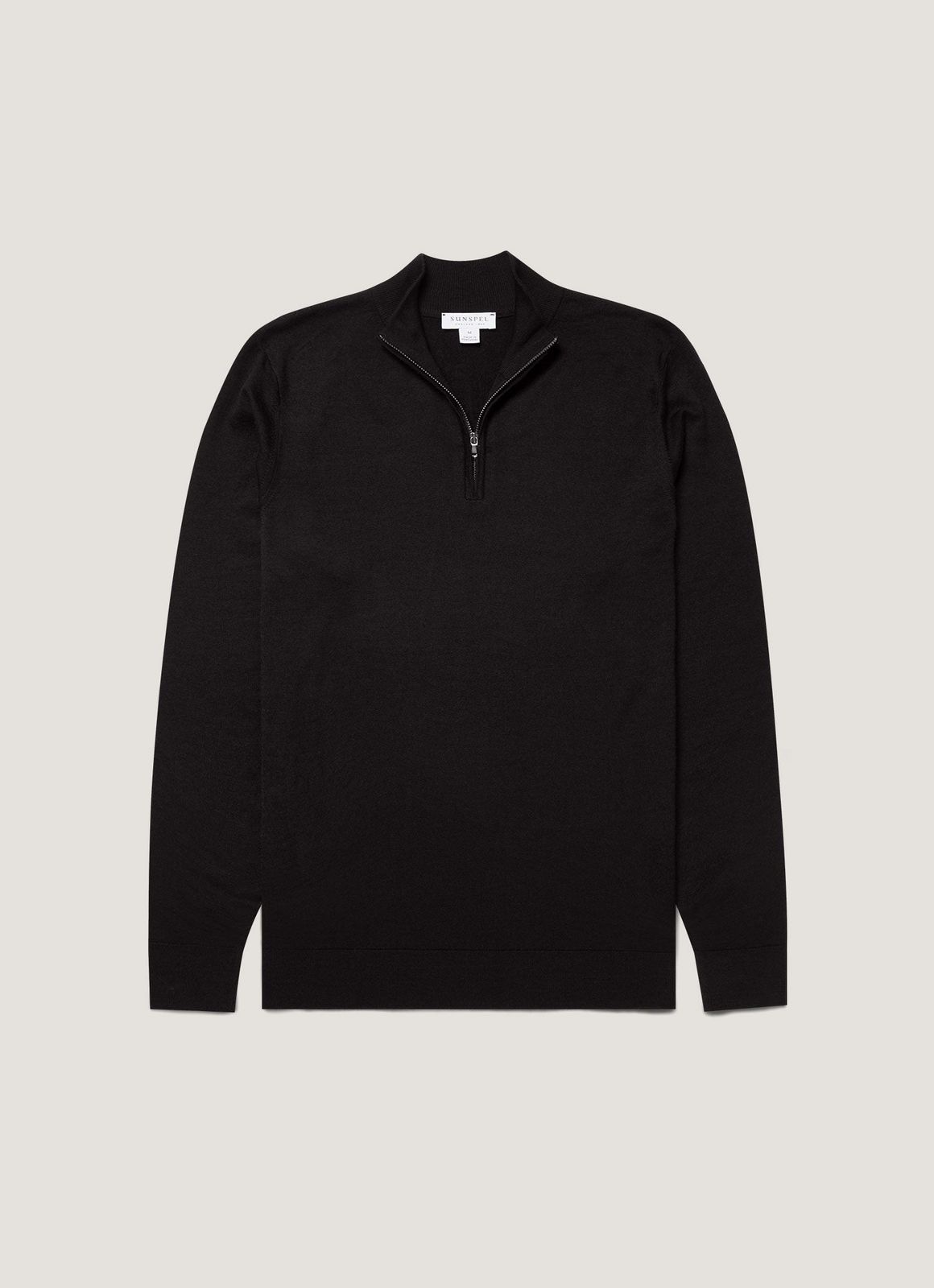 Men's Extra-Fine Merino Half Zip Jumper in Black