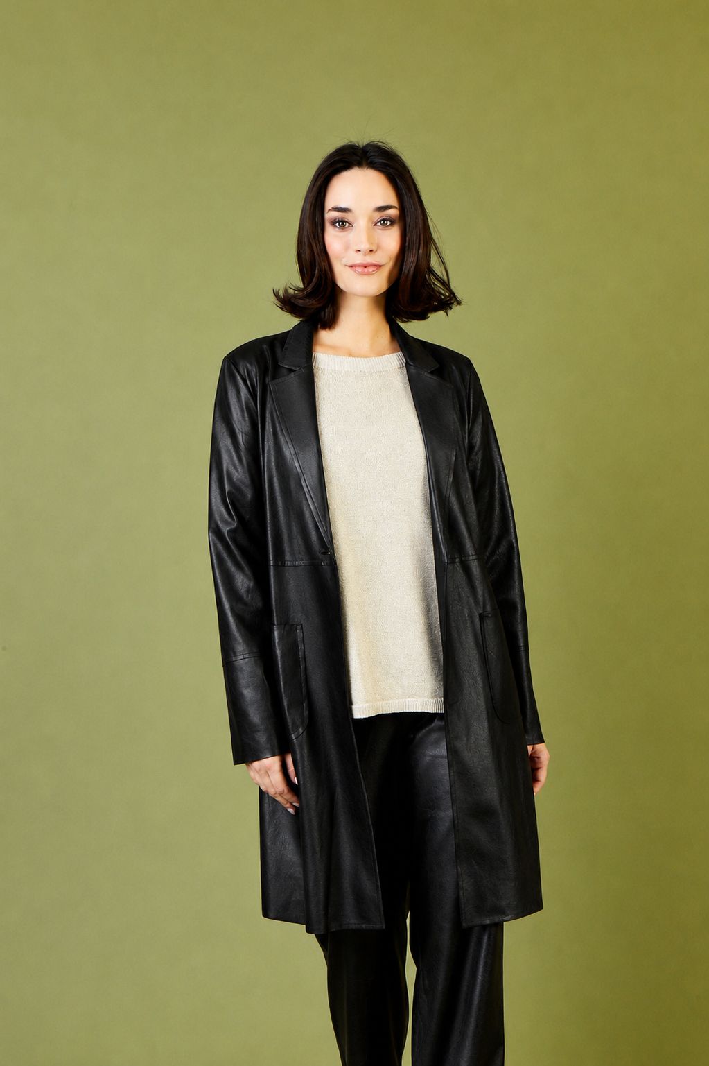 Emily Faux Leather Duster Jacket