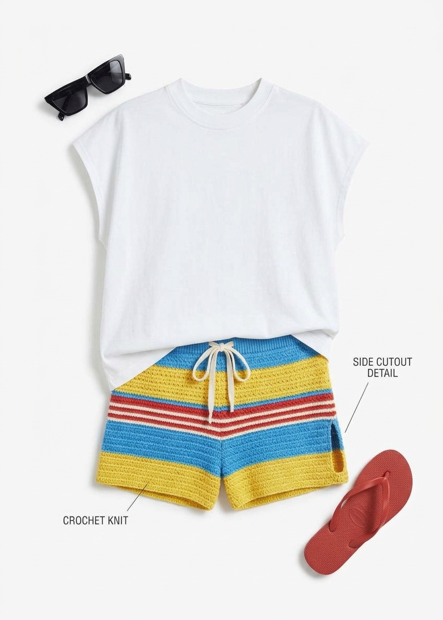 Posse Tammy Shorts - Blue Multistripe