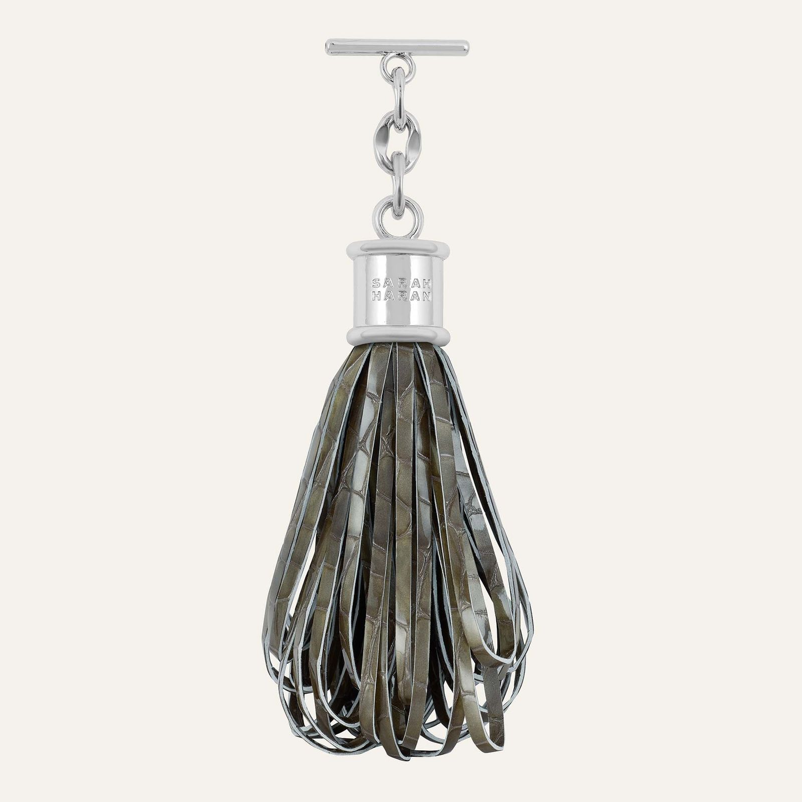 Lantern Tassel | Flint Patent with Silver hardware
