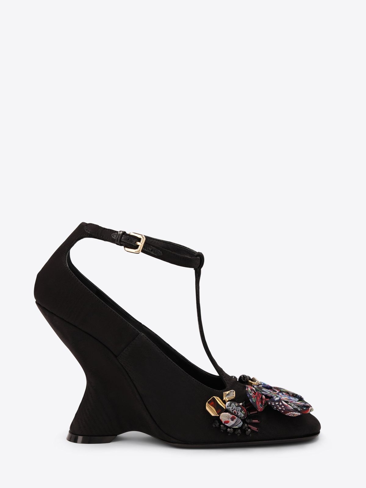 Embroidered wedge pumps