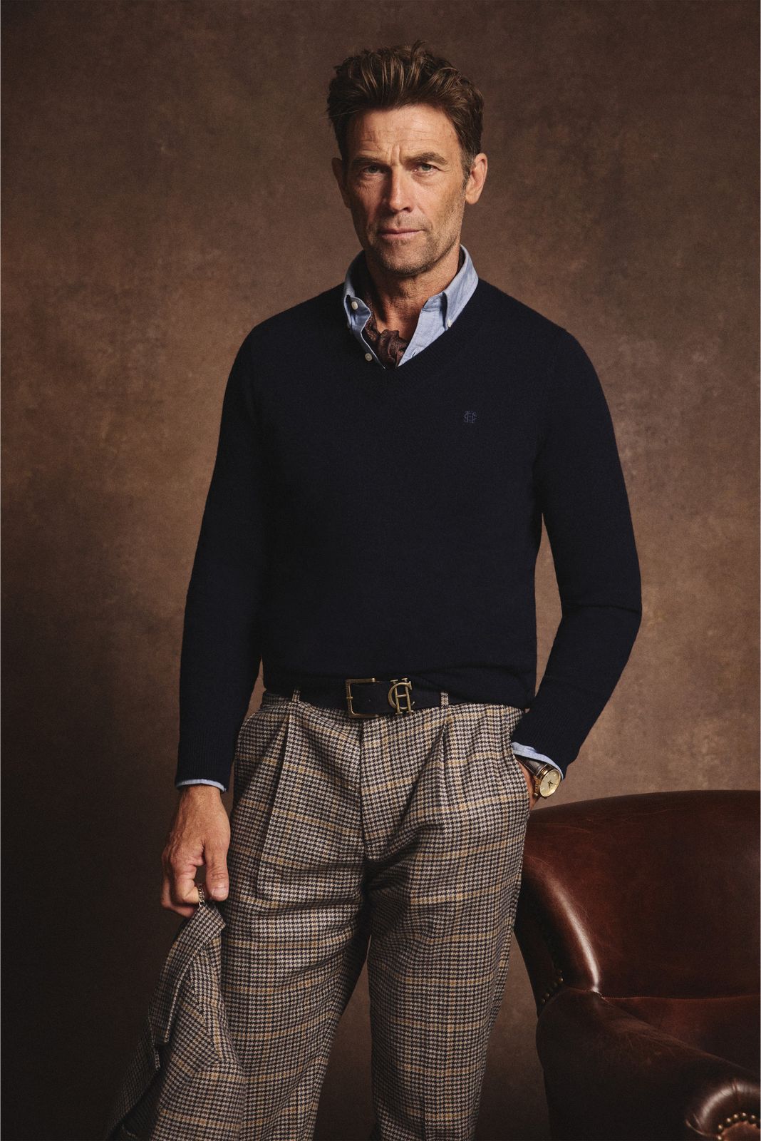 Men's Regent Fine V-Neck Knit (Ink Navy)