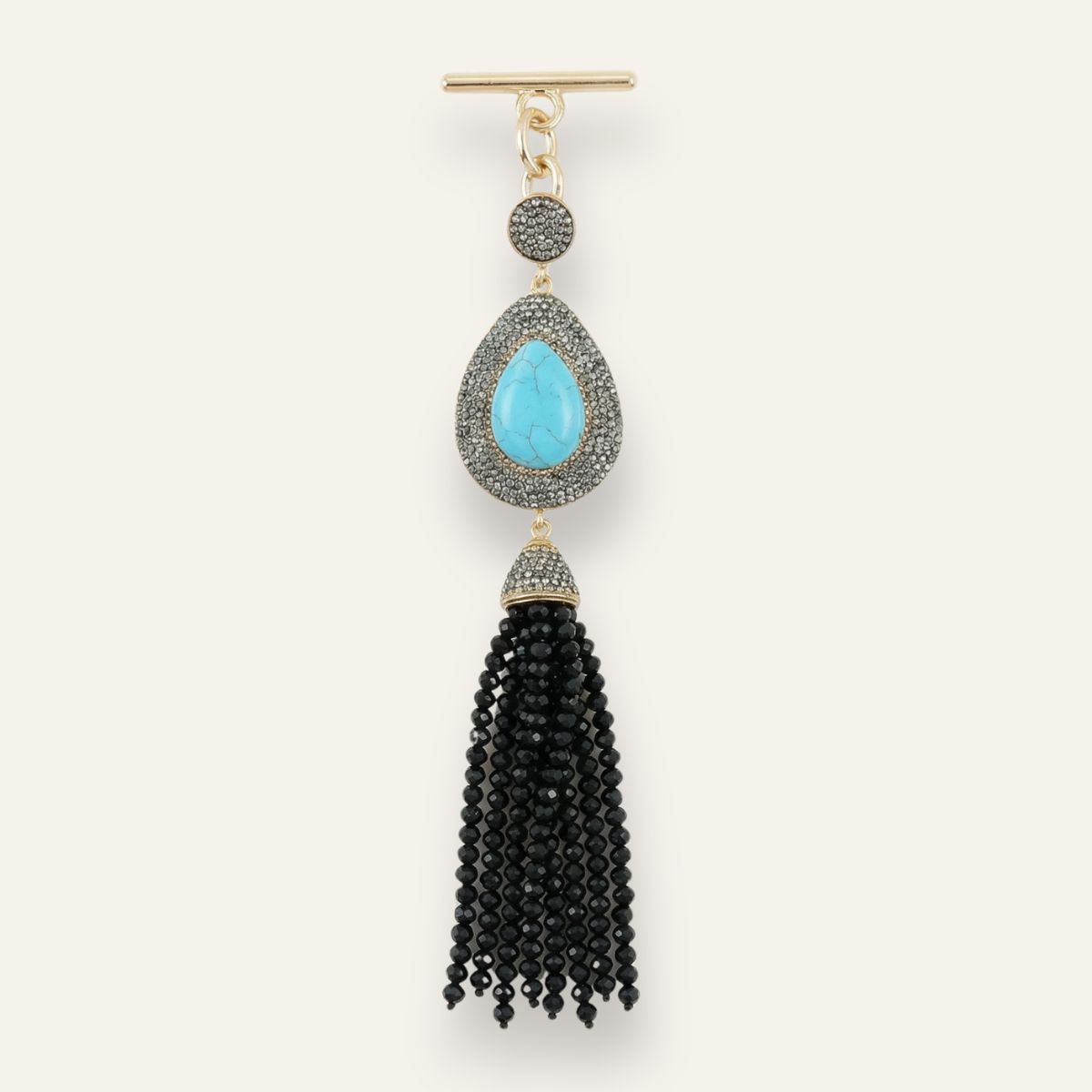 Joyful Jewel Tassel | Turquoise with Gold hardware