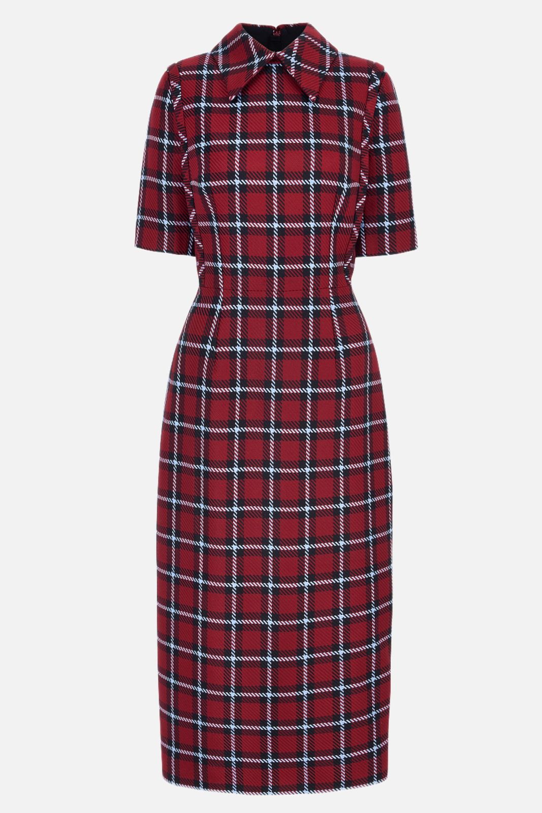 Valletta Dress In Red & Blue Tartan Merino