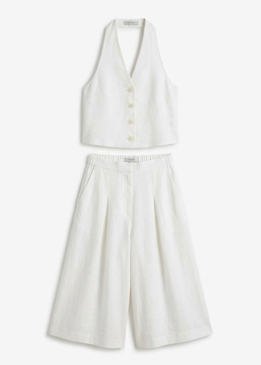 Miglia Linen Trapeze Vest - Ivory