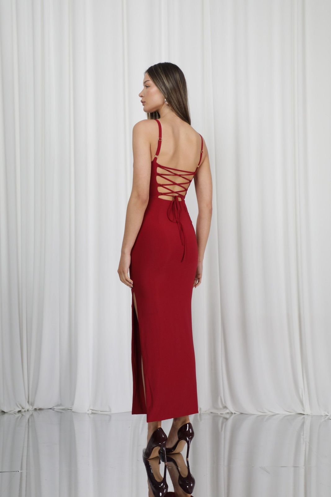 Elva Lace-Up Back Maxi Dress