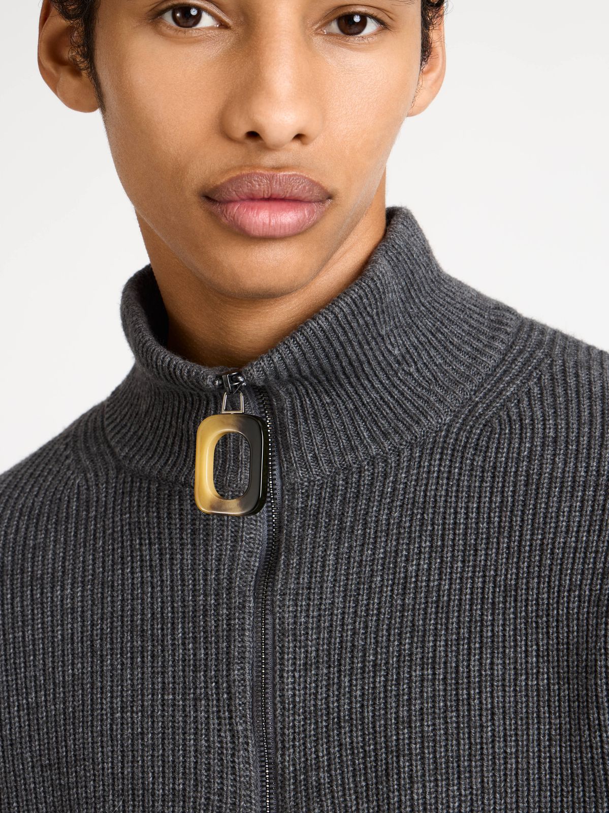 MENS HALF ZIP JUMPER IN STEEL