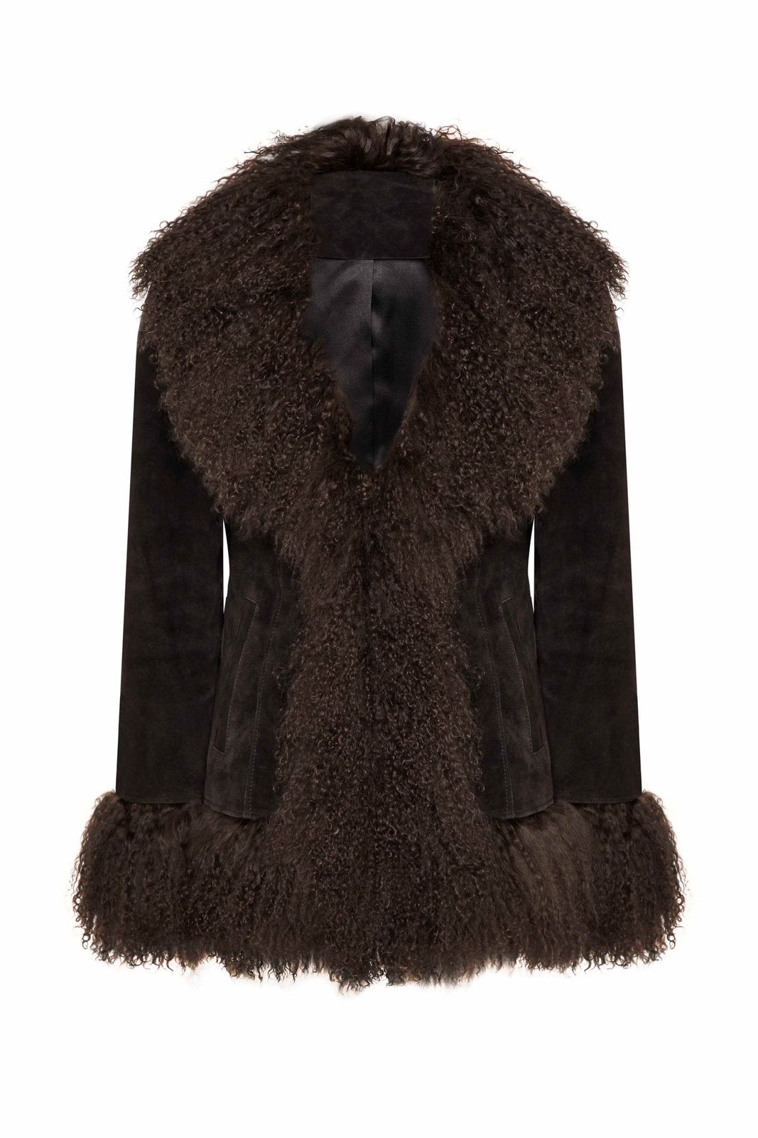 Esme Suede And Mongolian Wool Jacket - Brown