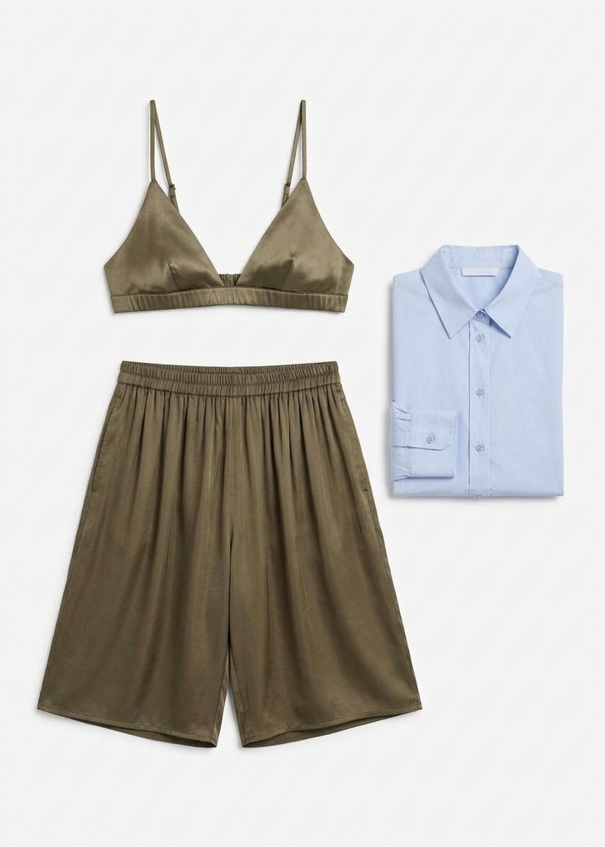 Nina Silk Bralette - Olive