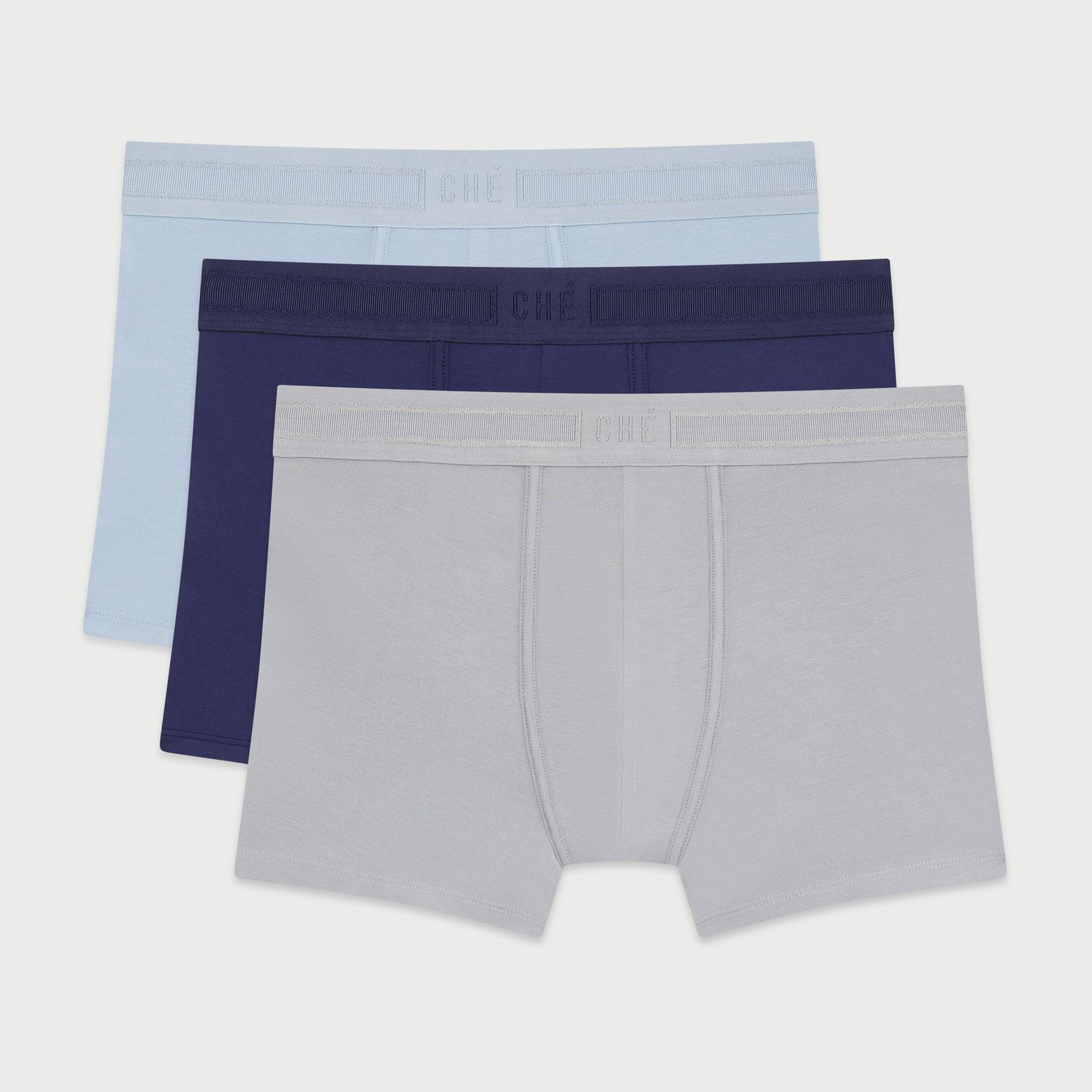TENCEL™ Modal Boxer Trunk 3 Pack - Navy/ Stone Grey/ Powder Blue