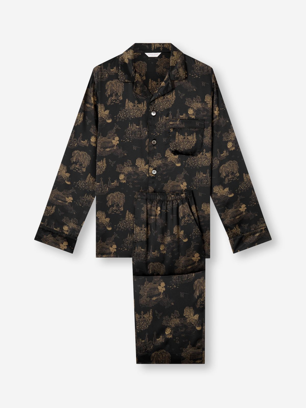 Brindisi Silk Pyjamas Black London Toile