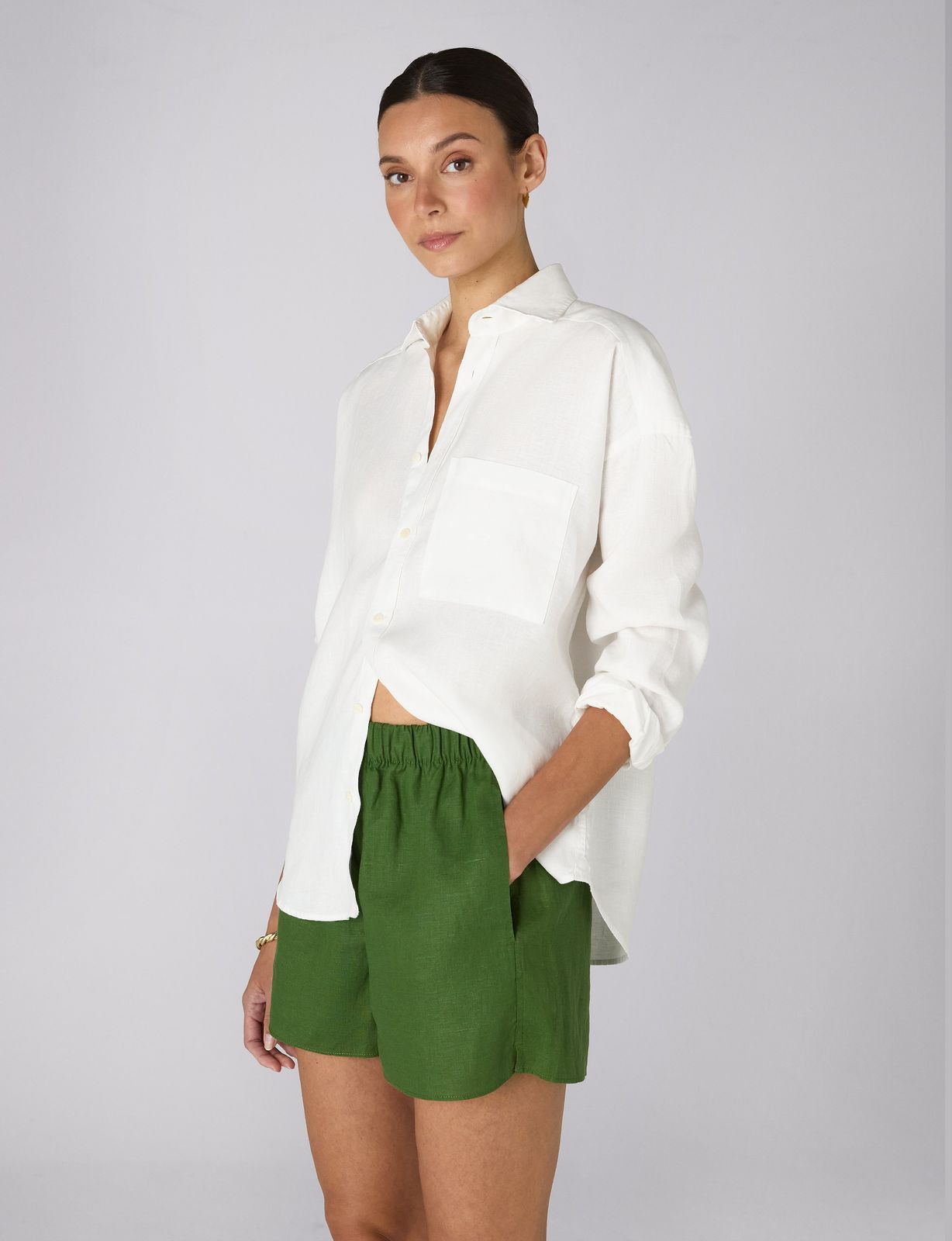 The Set: Hemp White Shirt & Green Boxer Shorts
