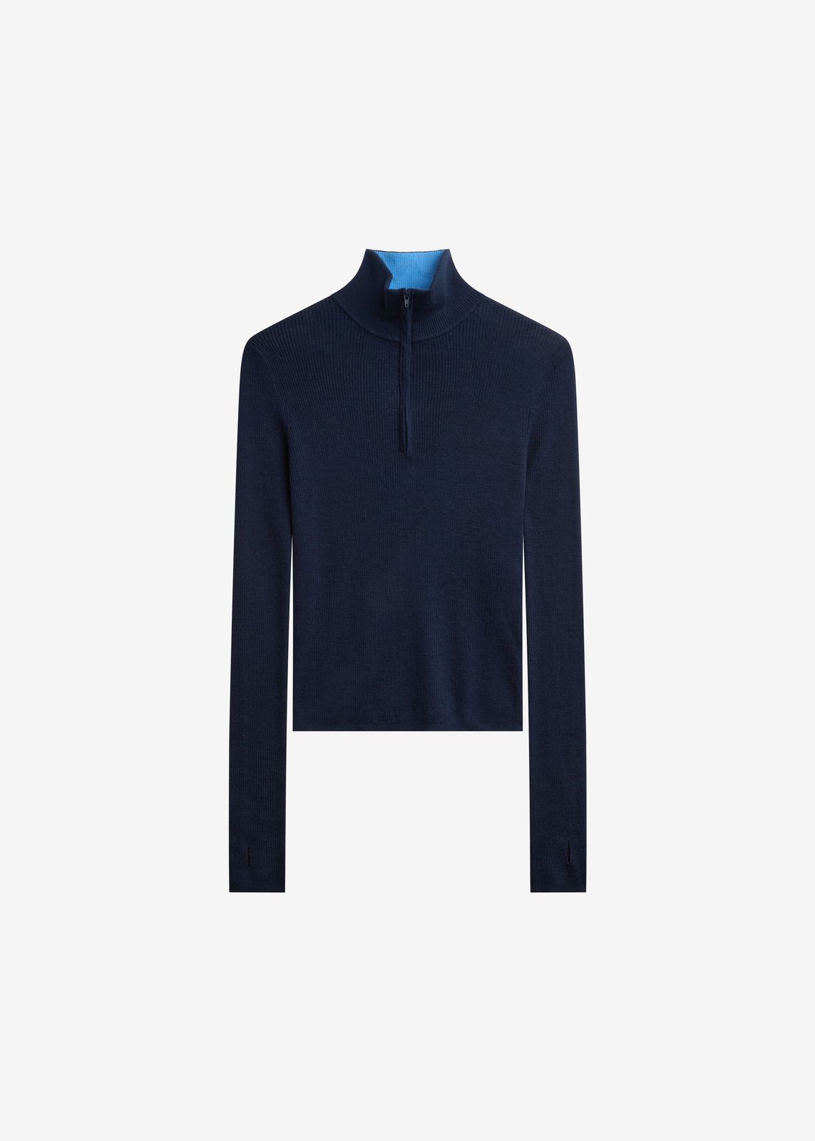 Sade Knit Zip Sweater - Dark Navy/light Blue