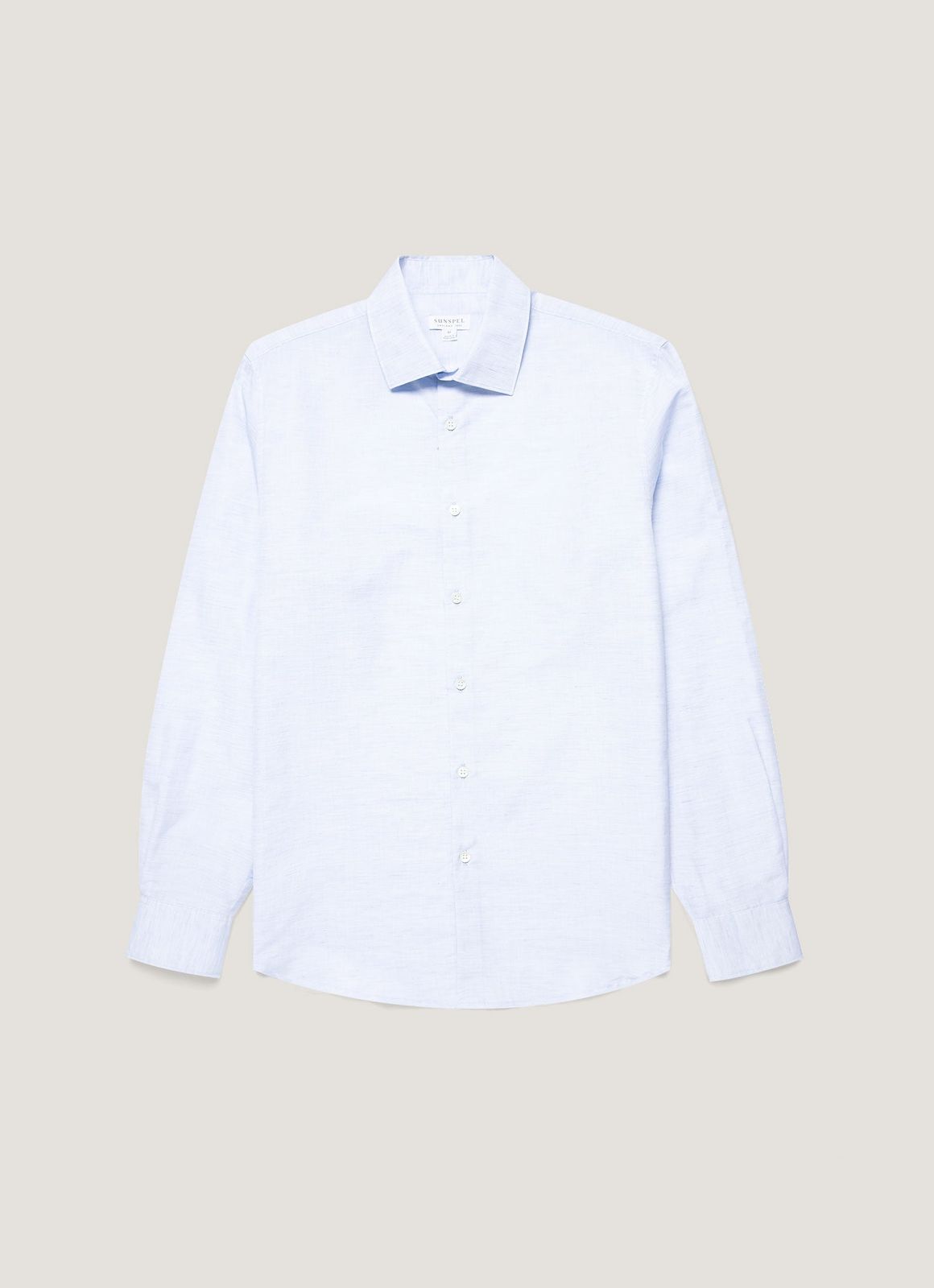 Men's Sea Island Cotton Linen Shirt in Light Blue