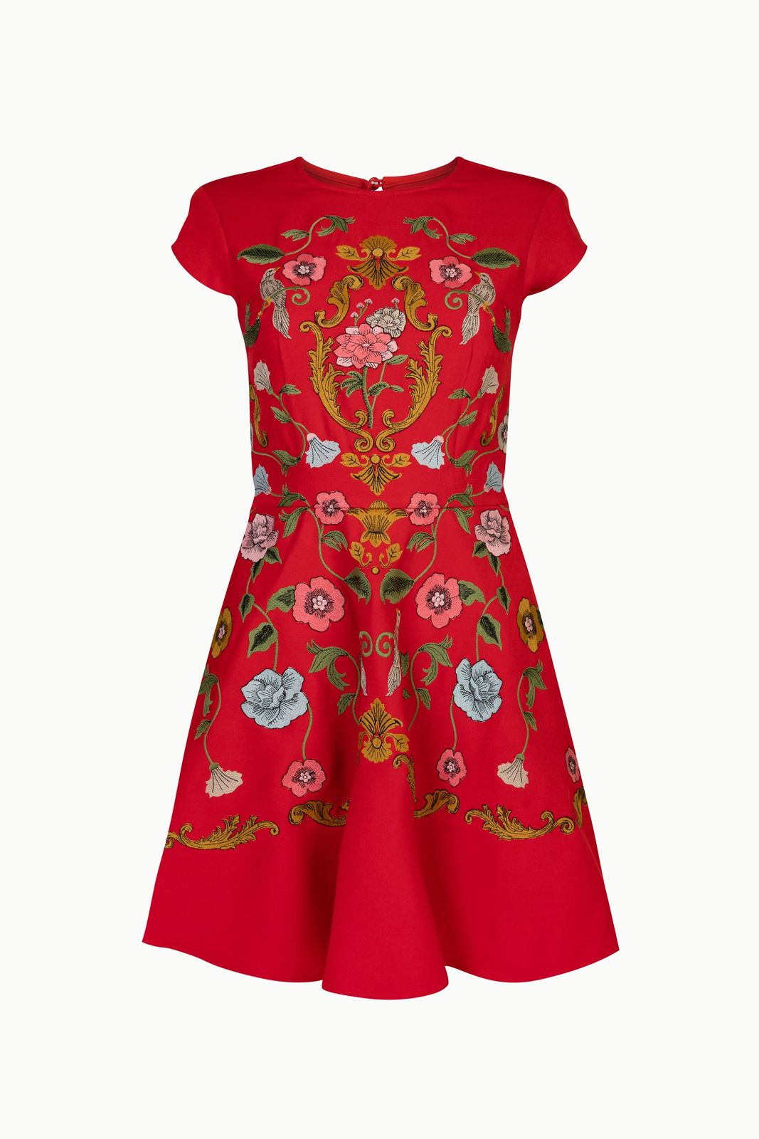 Madeline Embroidered Red Mini Dress