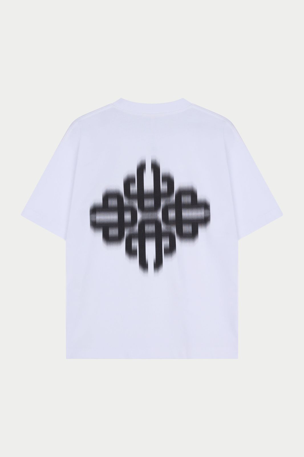 MOTION BLURRED EMBLEM T-SHIRT - WHITE BLACK