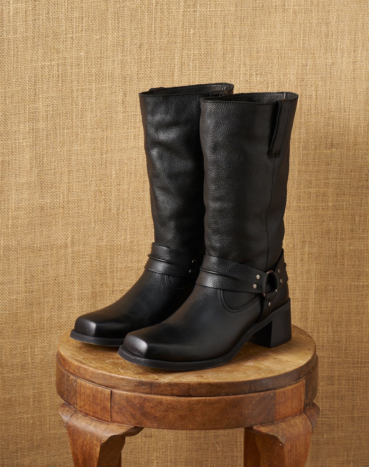 Leather Buckle Boots