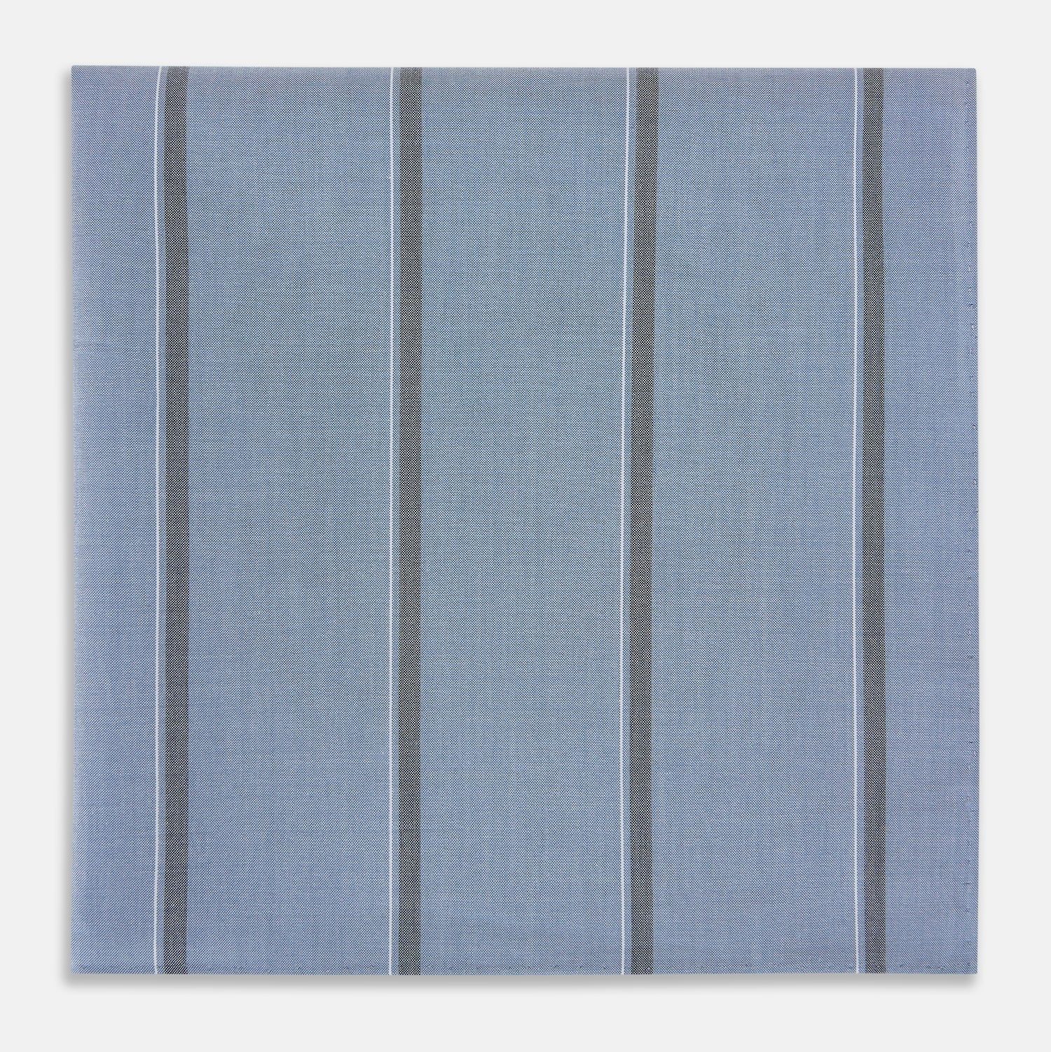 Steel Blue Track Stripe Hand-Rolled Handkerchief