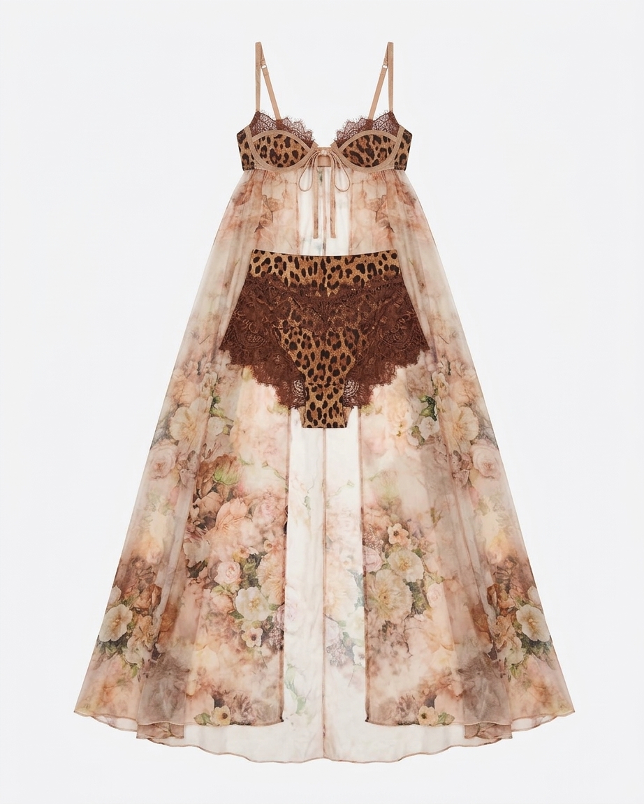 Cieran Set In Rose & Leopard Silk
