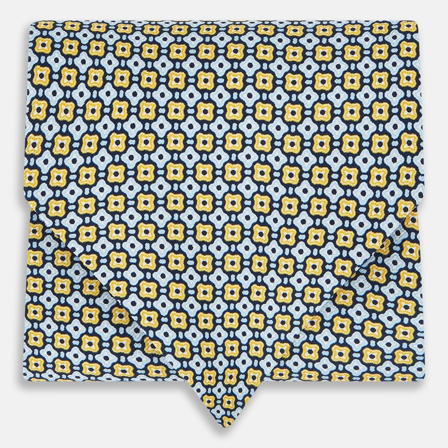 Citrus Yellow Abstract Quatrefoil Foulard Printed Silk Cravat