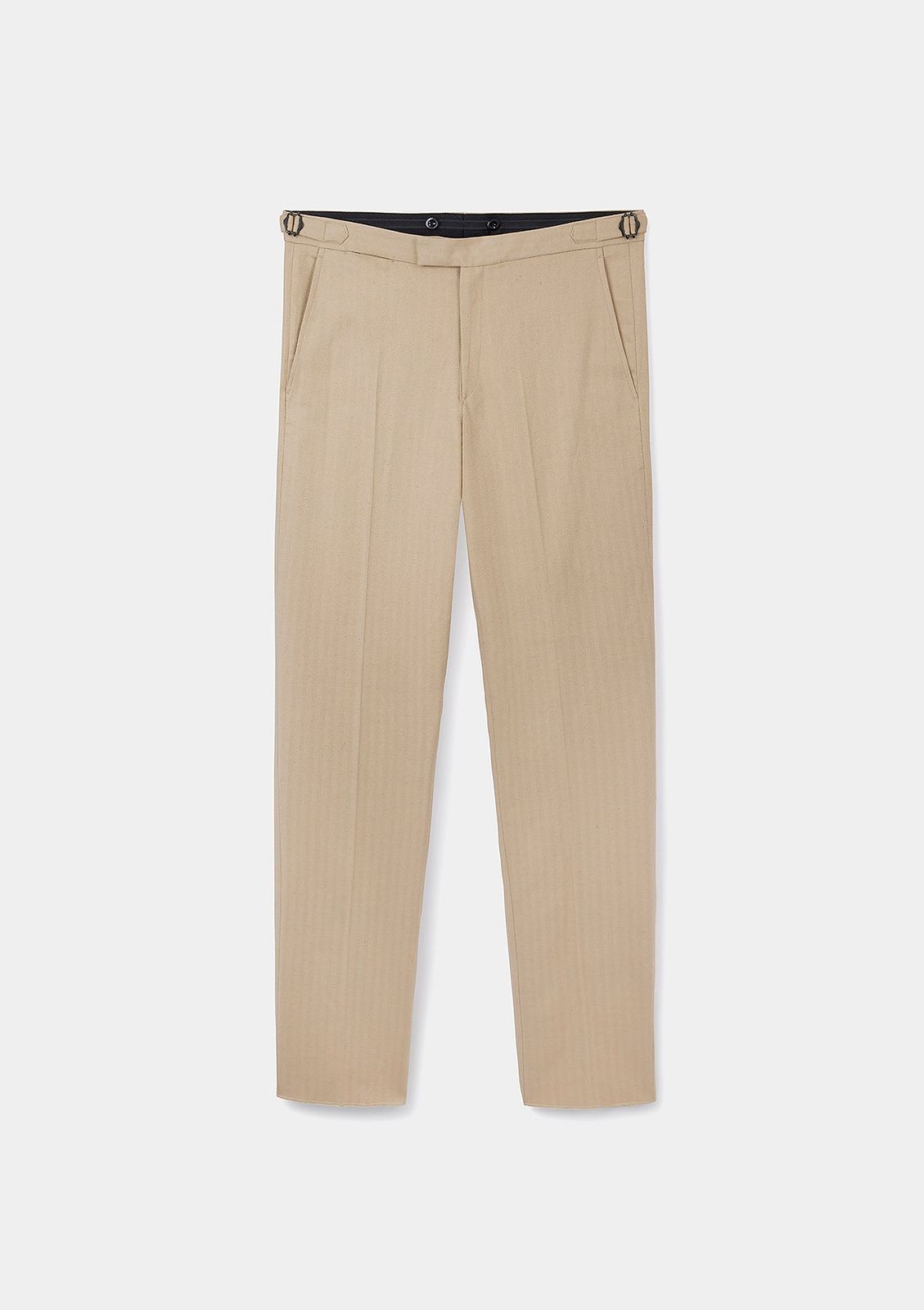 Sand Herringbone  Cotton Linen Formal Trousers